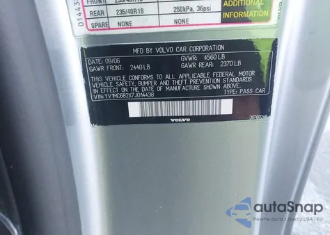 2007 Volvo C70 T5 from USA, damaged, VIN YV1MC682X7J014438